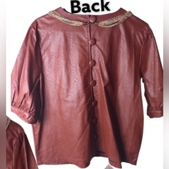 NEW LEATHER TOP WHO WHAT WEAR IN MARRÓN COLOR - Picture 7 of 9
